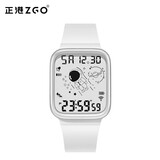 正港儿童手表男孩初中小学生手表防水儿童电子手表看时间女孩生日礼物 白色-太空人【闹钟-计时-防水】