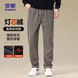 罗蒙（ROMON）休闲裤男直筒加绒保暖秋冬休闲舒适灯芯绒休闲长裤男6610R卡其M