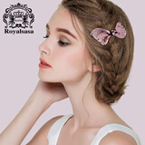 Royal sasa皇家莎莎发饰蝴蝶结发夹头饰发卡盘发横夹仿水晶顶夹弹簧夹