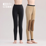 红豆（Hodo）女士保暖裤加厚加绒护膝贴片含羊毛中老年保暖棉裤大码单打底秋裤 星空黑（含羊毛护膝贴片） L (165)