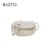 百思图商场同款时尚百搭潮流复古迷你马鞍包单肩斜挎包女X2782DX2 米白 F