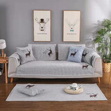 西漢（XIHAN）四季通用简约现代粗老布布艺防滑坐垫子北欧沙发垫套沙发巾 灰色 110*110cm