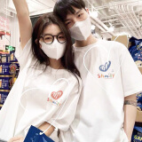 love legend情侣装夏季天短袖t恤套装新款潮流男女同款半袖上衣学生班服定制 (深爱的你)白色/白色 M 男+女S