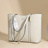 北狐女包真皮单肩手提包中年妈妈软皮包牛皮包大容量大气简约韩版百搭 白色款