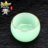 泉秀堂金镶玉汝瓷品茗杯茶杯主人杯单杯玉瓷功夫茶具手工天青色个人专用 天青色玉瓷茶杯70ml