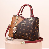 生日礼物送妈妈包包女包大容量手提包女士牛皮纹通勤单肩斜挎包女 酒红加大号（收藏送手包+礼袋