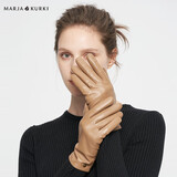 玛丽亚·古琦（MARJA KURKI）生日礼物真皮防风触屏薄绒保暖羊皮手套女礼盒装静谧小岛卡其M