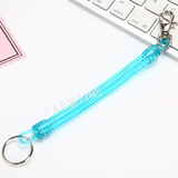 钥匙弹簧防丢挂扣绳防丢伸缩绳钥匙门禁校卡塑料弹力绳 翠蓝】特粗，弹簧15cm