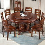 卡洛森（KALUOSEN）餐桌 中式实木圆形餐桌带转盘10人家用圆桌吃饭歺桌圆餐桌椅组合 1.4米 餐桌+10椅配转盘（颜色备注）
