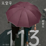 天堂伞三折加固加厚雨伞便携强效拒水晴雨伞定制商务伞男女 暗紫红-常规款（10骨双人大伞）