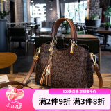 酷奇袋鼠包包酷奇女包轻奢手提包女士单肩斜挎包520情人节送老婆生日礼物 字母棕色 专柜