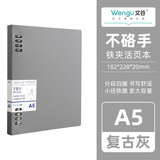 文谷(Wengu)A5/60张可拆卸不硌手铁夹活页本20孔 简约纯色横线本大容量学生记事本考研用笔记本子 BI010A5灰