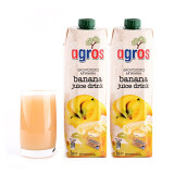 莱果仕（agros）希腊原装进口 agros莱果仕果汁 9种口味任意选年货节送礼送礼礼盒 香蕉汁饮料1L*2瓶