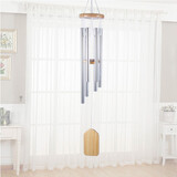 盛装舞步创意实木金属六管风铃客厅阳台挂饰门饰节日礼品免费刻字 白木六管风铃