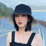 SOMUBAY 帽子女ins双面网红渔夫帽女韩版百搭日系小清新可爱chic潮防晒遮阳帽子春夏太阳帽 DYM-136(双面黑白） M(56-58cm)