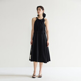 独束微胖MM大码女装法式气质感高腰显瘦A摆挂脖吊带连衣裙 黑天鹅连衣裙 XL (尺码：3) 拍前和客服确认尺码