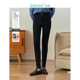 茵曼（INMAN）高腰收腹铅笔裤春秋季女装新款柔弹显瘦牛仔裤 牛仔黑 25