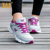 361°女鞋运动鞋女冬季361度女士休闲网面透气百搭透气旅游鞋跑步鞋子R 灰/深紫2210 38
