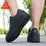 匹克板鞋男时尚休闲跑步鞋男 运动鞋革面秋冬新款运动男鞋子 黑色/浅金 39