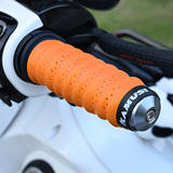 山竹电动车摩托车手把套防滑吸汗车把套手把胶套握把减震缠绕通用 橙色两条（通用型）