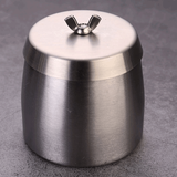 收米加厚烟灰缸不锈钢创意时尚客厅大号防风防摔家居送礼KTV餐厅网吧 中号星空银【带盖】