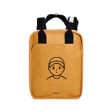 FINERWORLD可水洗牛皮纸书包双肩包方形背包潮流情侣复古男女生日礼物 finer帽子男孩（小号）