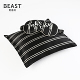 野兽派（THE BEAST）小奶狗黑条纹印花真丝旅行套装(眼罩/靠枕)汽车头枕腰靠车载靠枕