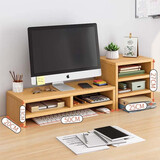 霓峰电脑增高架显示器托架垫高底座台式支架桌面收纳架子办公桌置物架 加厚款双层-原木色【组合装】