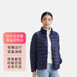 闺园羽绒服女短款时尚简约立领休闲纯色保暖外套 藏青色 M 