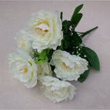 仿真富贵牡丹单支花束欧式假花绢花干花商场酒店客厅装饰插花花艺 白色