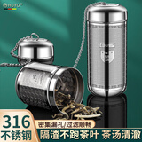 HUYO316不锈钢茶漏茶滤器泡茶球煮茶配件茶仓茶叶分离过滤网泡茶神器 抗菌316茶漏【中号】+茶托