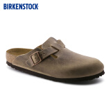 BIRKENSTOCK勃肯德国进口男女款牛皮革涂油复古Boston包头拖鞋 烟草色窄版960813 37