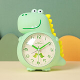 曲彤恐龙学生小闹钟起床神器音乐儿童男孩女孩时钟表专用桌面卡通静音 浅绿笨笨龙-升级手感漆 6英寸