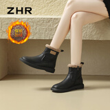 ZHR雪地靴女2025冬新款加绒厚底马丁靴复古短靴保暖棉鞋 EH36A黑色37