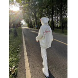 棉致美式连帽卫衣男春秋冬季新款宽松潮流加绒加厚外套男学生百搭上衣 LM114灰色【高品质】25 XL 120-140斤