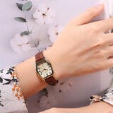 聚利时（Julius）手表女酒桶形复古时尚气质石英防水学生女士手表棕带金壳JA-703C