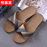 熙慕莱亚麻拖鞋男凉拖鞋女士四季夏居家用室内情侣凉托男棉麻防滑木地板 灰色(男鞋) 男27码(40-41)
