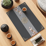 自赏新中式禅意茶水垫台面吸水沥水垫隔热布高级感茶桌垫布茶杯垫餐具 桃园残影硅藻泥软垫 40*50cm【吸水速干】