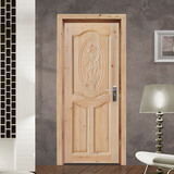 老式实木杉木原木门仿古门窗套装门房间卧室厨房卫生间折叠推拉门 8809款标门200*80CM不含门套