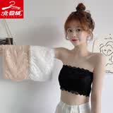 北极绒 Bejirog 内衣女夏防走光小胸聚拢蕾丝防滑透气薄款隐形无肩带内搭裹胸抹胸 黑色 S-M