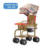 恩曜藤椅婴儿推车可坐可躺仿藤车宝宝夏天夏季超轻便竹藤婴儿童小推车 棚子粉+音乐【可坐躺可站立】