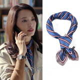 安妮洁欣 丝巾女新款时尚简约撞色百搭复古小方巾女雪纺围巾职业领巾