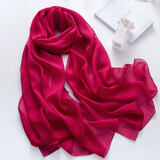 杭丝路纯色真丝丝巾女围巾女纱巾防晒披肩多色可选妈妈生日母亲节礼物 酒红(175*65cm)
