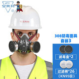 安爽利（ASL）308防毒面具防尘口罩kn95防护面罩电焊化工喷漆农药装修打磨防甲醛气体工业粉尘 防尘毒口罩+2个滤毒盒+26片滤棉+滤棉盖