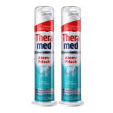 汉高德国进口汉高（Theramed）牙膏按压直立站立式口气清新薄荷 绿色清新口气*2支