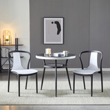 靓威（LW） 办公洽谈桌椅组合圆形店铺接待桌小圆桌休息区桌椅阳台 一桌两椅（塑料椅）