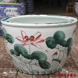 百雅达青花景德镇陶瓷鱼缸1米特大水缸瓷缸客厅庭院睡碗莲盆荷花乌龟缸 红荷花 41x41x25cm默认无孔，需要开孔备注留言