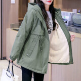 清雅若兰派克服外套女棉衣2024冬季新款收腰显瘦休闲百搭加绒加厚棉服风衣 绿色 L（106-118斤左右）