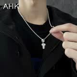 AHK26字母钛钢项链男女士百搭潮流情侣吊坠情人节生日礼物送男女朋友 潮流满钻项链 【Y】+品牌礼盒