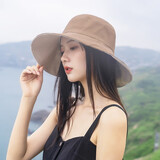 SOMUBAY 帽子女ins双面网红渔夫帽女韩版百搭日系小清新可爱chic潮防晒遮阳帽子春夏太阳帽 DYM-136(10CM)棉料双面 卡其+米白 M(56-58cm)